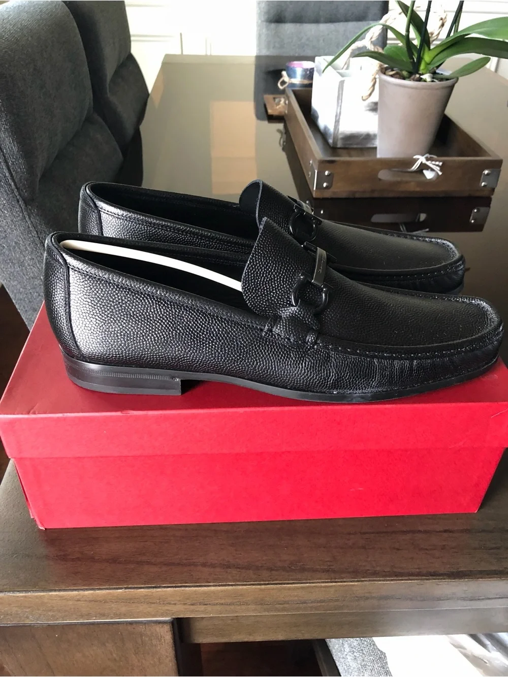 Salvatore Ferragamo Regal Gancini Pebble Leather Loafers Black Men’s 10.5 D NIB - Picture 5 of 6
